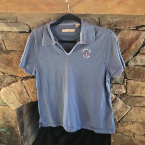 Vintage Greg Norman Blue Golf Shirt; Hilton Head Emblem; Size Large